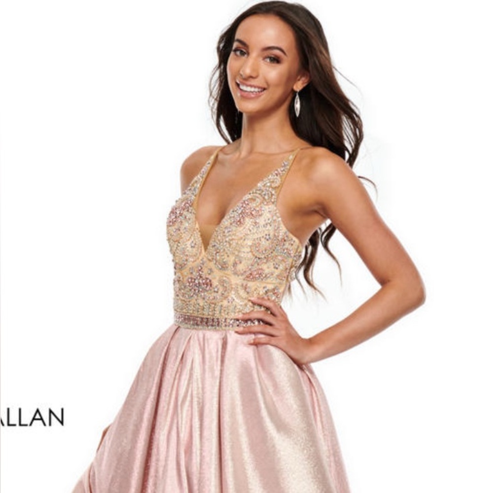 Elegant Gold and Blush Pink Evening Prom/Gown